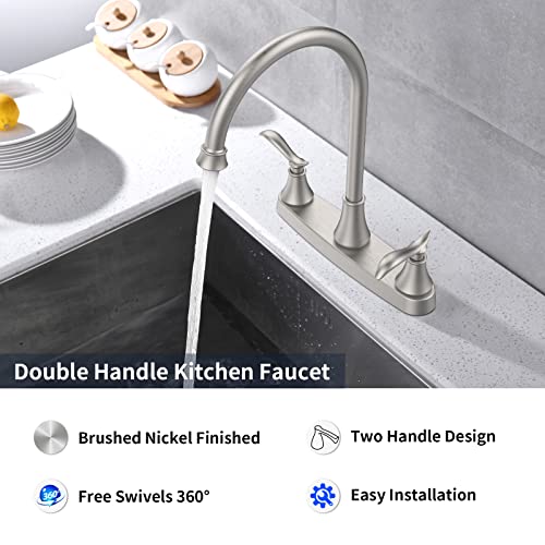 Gele Single Handle High Arc Brushed Nickel Pull Out Kitchen Faucet,Single Level Stainless Steel Kitchen Sink Faucets With Pull Down Sprayer #TOP3
