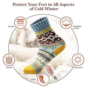 MORECOO Womens Socks Winter - Christmas Gifts & Stocking Stuffers for Women - Thick Wool Soft Warm Cozy Crew Socks for Women MORECOO Womens Socks Winter Christmas Gifts Stocking Stuffers for Women Thick Wool Soft Warm Cozy Crew Socks for Women
