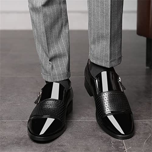 Mocasines casuales para hombre bicolor: zapatos de piel sintética con cremallera 2