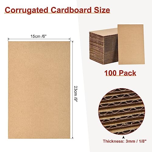 Image of MECCANIXITY 100 Pack 9 inch x 6 inch Corrugated Cardboard Sheets 1 /8 inch Thick Flat Cardboard Filler Inserts Pads for Mailers, Packing, Art Projects, DIY Crafts