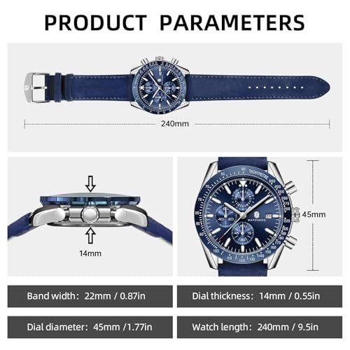Image of BY BENYAR Watches for Men Analog Quartz Chronograph 30M Waterproof Luminous Big Face Mens Watches Business Work Sport Casual Fashion Designer Dress Men's Wrist Watches Elegant Gift for Men