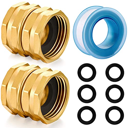 YELUN Solid brass Garden Hose Fittings Connectors Adapter Heavy Duty Brass Repair female to double female faucet leader coupler ​dual water hose connector(3/4"GHT) 2 Pcs by YELUN - Used condition - US$8.53
