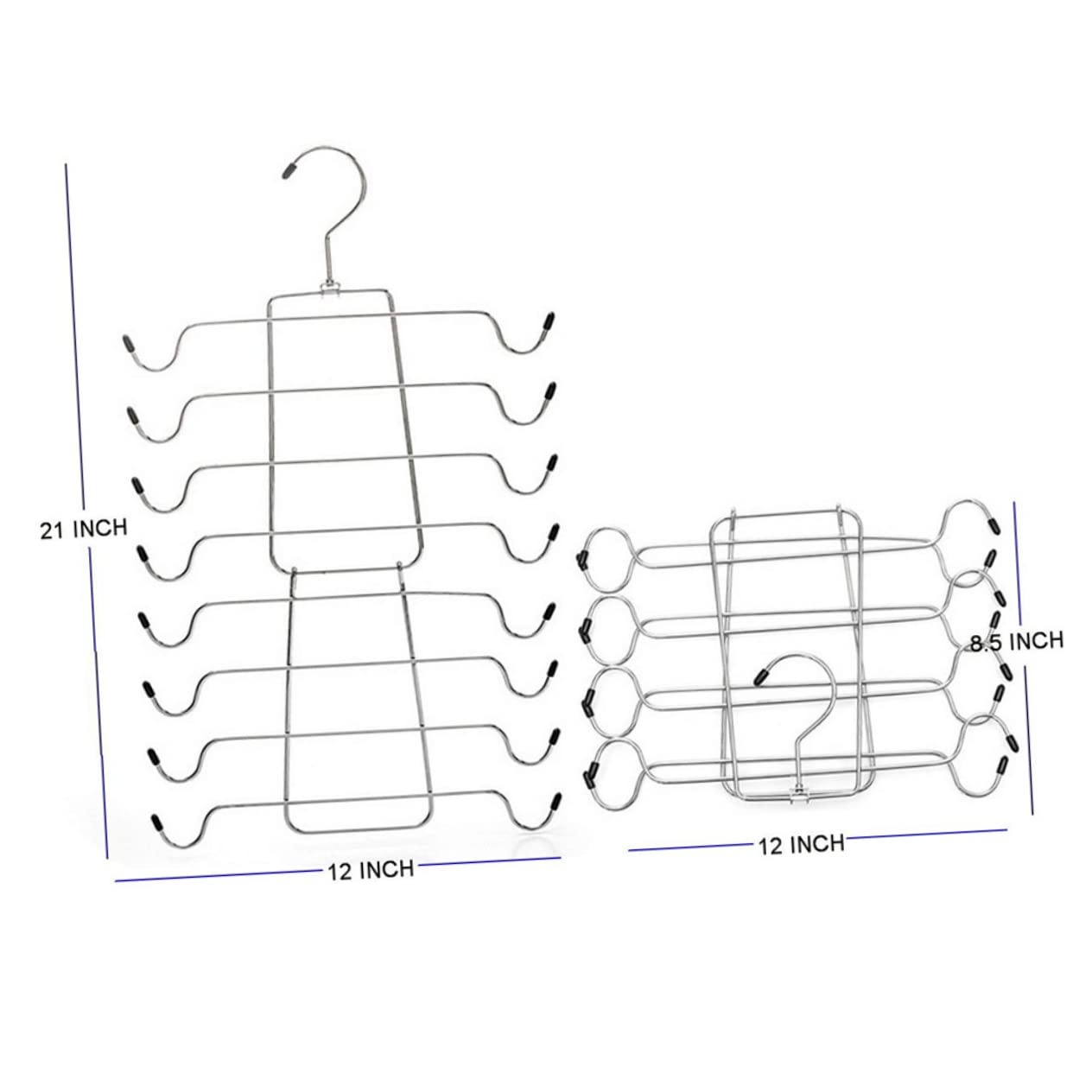 Cabilock 2pcs Multi Underwear Hanger Rack Foldable Closet Organizer for Pants Scarves Accessories Sturdy Storage Black Silver for Maximizing Wardrobe Space