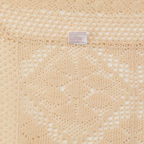 Stars Crochet Vintage Lace Design Tablecloth 60" By 90" Oblong / Rectangle Color Ivory #TOP3