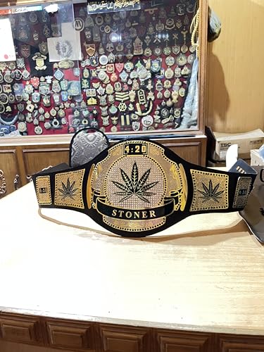 Stoner Weed 4:20 Smoker Dual Plated Zinc Title Replica Championship Belt Adult size Brass2