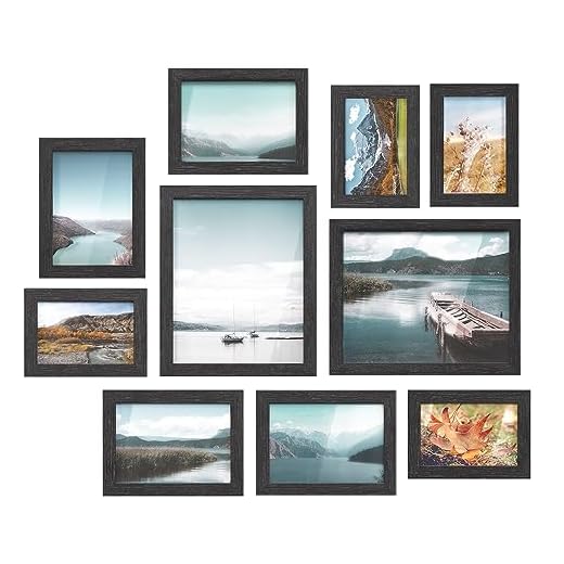 SONGMICS Picture Frames, 10 Pack Collage Picture Frames with Two 8x10, Four 5x7, Four 4x6, Photo Frame Set for Wall Gallery Decor, Hanging or Tabletop Display, Clear Glass Front, Black
