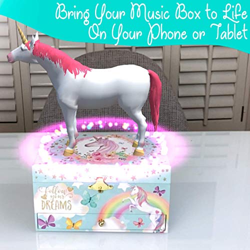 Unicorn Musical Jewelry Box for Girls - Unicorn Jewelry Set Included - 3 Unicorns Gifts for Girls makes ideal Unicorn Bedroom Decor or Birthday Gifts for Girls