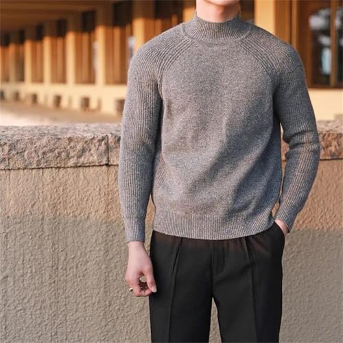 Men’s Solid Color Casual Knit Sweater Loose Fit Lightweight Long SleevePullover Jumper2
