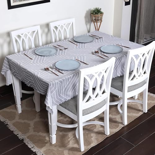 Image of Styleys Dining Table Cover Waterproof with for Kitchen Dining Table Cloth Dust and Oil Repellent (140x220, 1 Table Cover Only, Complex Grey, CTSD3113)