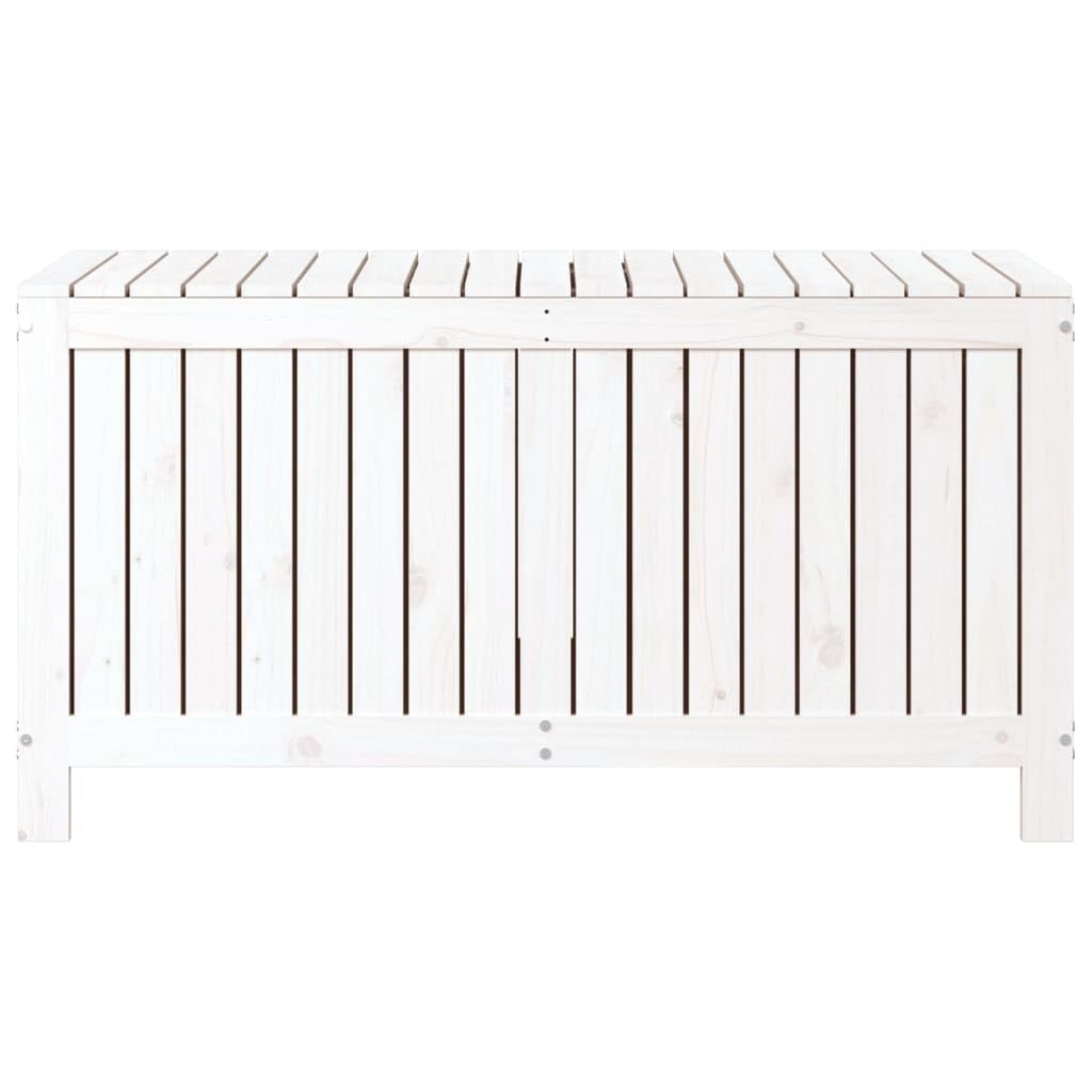 Baúl de jardín blanco de madera de pino maciza, 121 x 55 x 64 cm, con muelle de gas, espacio para herramientas de jardín, caja de cojines, caja de almacenamiento, caja de terraza, caja de