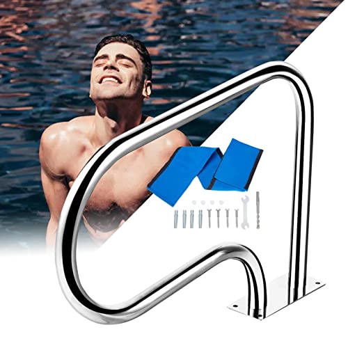 4 Bend Swimming Pool Stair Rail, 29.5x22.4 Inches Pool Handrail, 1MM/1.2MM/1.5MM 304 Stainless Steel Tube Swimming Pool Hand Rail with Blue Grip Cover (Size : 1.2MM)