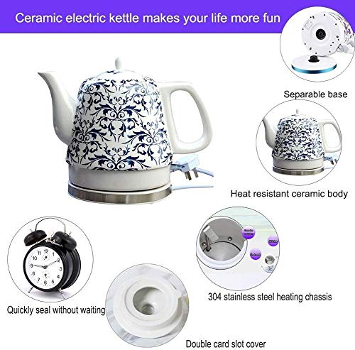 Hervidor eléctrico de cerámica 1.2L sin cable azul miniatura 2
