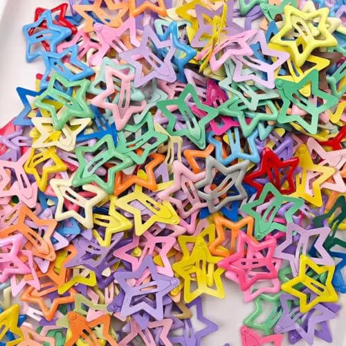 10 piece mini colored five pointed star hair clips, bangs clips (color random) image 2
