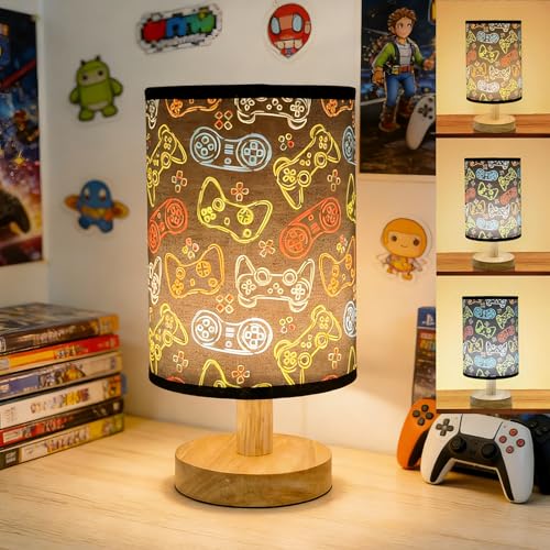 Gaming Table Lamp LED Nightstand Night Light 3 Lighting Modes Dimmable Video Game Desk Lamp Gaming Themed Bedside Lamp for Boys Girls Teens Gaming Room Aesthetic Decor Birthday Gift for Gamers