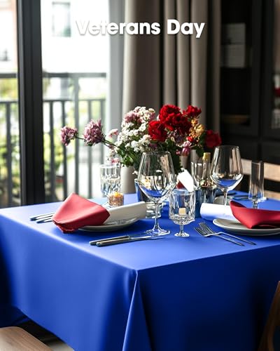 Image of Pureegg Table Cloth - 8 Packs, Disposable Table Cloth for Retangle Table, 54 inch inchx108 inch inch Decorative Plastic Tablecloth for Parties, Picnics, Camping, Waterproof & Stain-Resistant, Blue, US12200