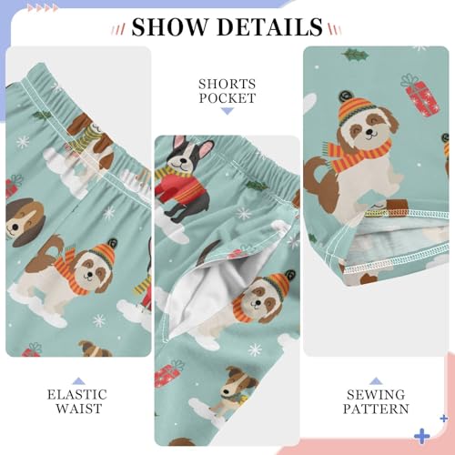 ZZXXB Christmas Terrier Dog Boys Long Pants Soft Trousers Elastic Waist Kids Lounge Bottoms with Pockets S-XL4