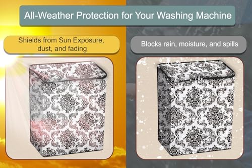 Image of Stylista Washing Machine Cover Compatible for GODREJ 6.2KG Semi-Automatic Top Loading GWS 6203 PPD, Floral White & Black