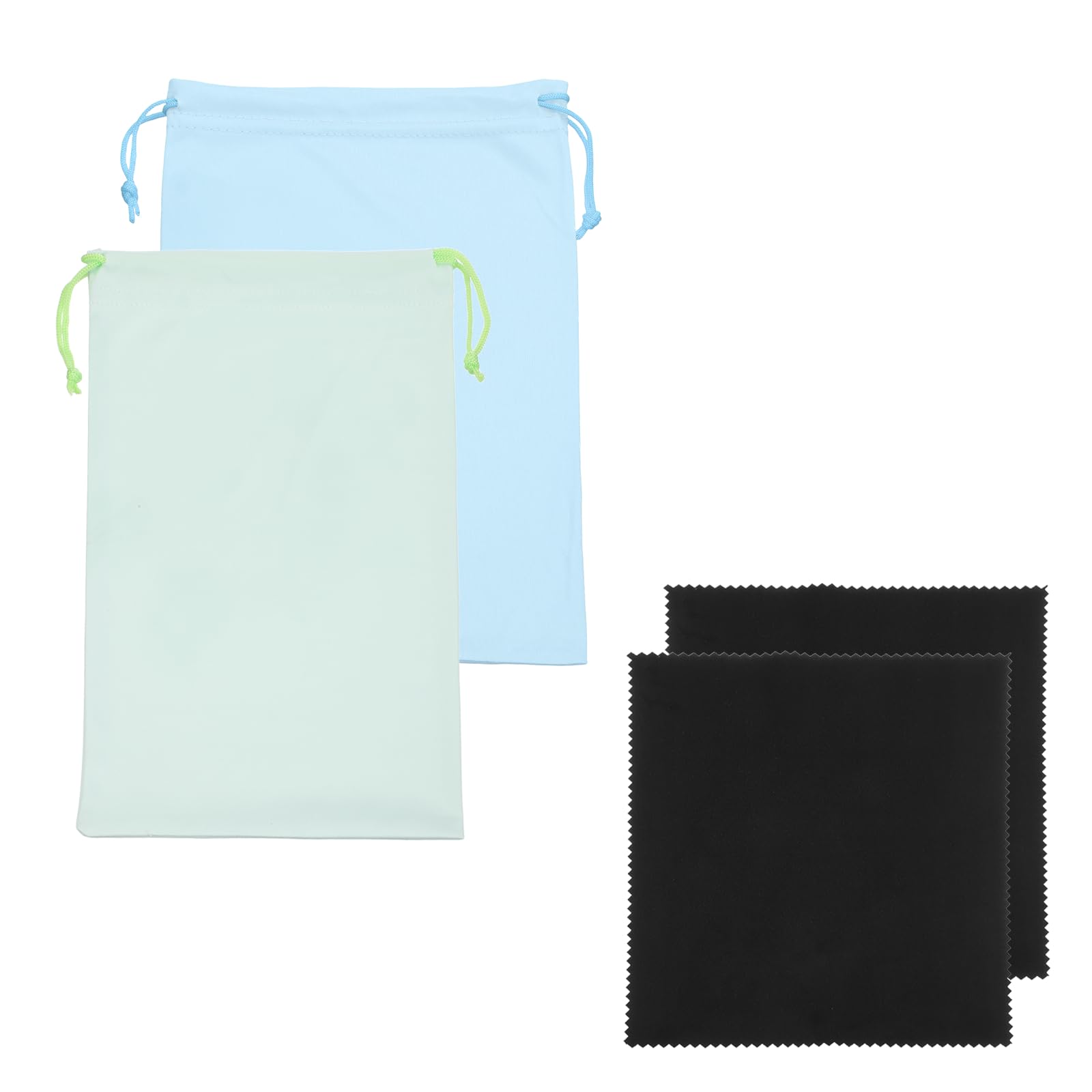 YELARXI Ski Goggle Bag, Microfiber Bag with Cleaning Cloth Drawstring Pouch Soft Storage Sleeve Case Protection 2 Pcs & Light Blue/Light Green-Fitting for (Snow Swimming Goggle/Sunglasses)
