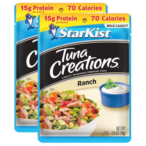 StarKist Tuna Creations Ranch Pouch (2.6 oz - 2 Pack) Wild Caught, High Protein Shelf Stable Seafood, Gluten Free, Soy Free, No Draining, Ready to Eat for Salads and Sandwiches