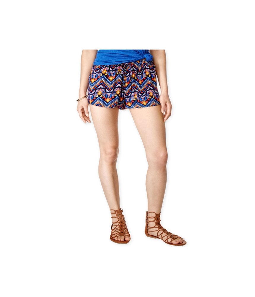 StooshWomens Printed Drawstring Casual Mini Shorts, Blue, Medium