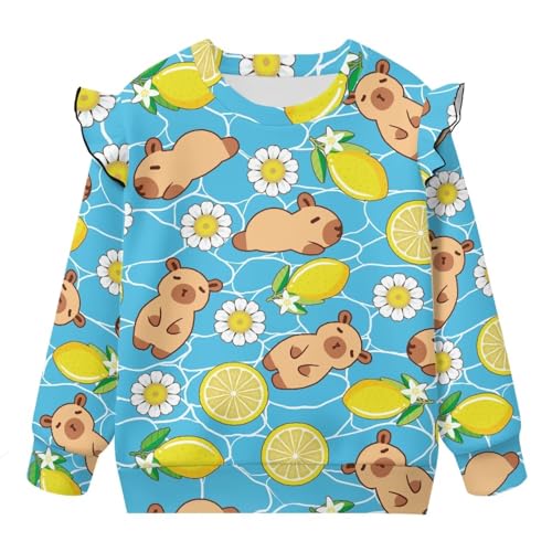 Fall Long Sleeve Shirts for Girls Ruffle Toddler Crewneck Sweatshirt Athletic Tops Soft Pullover Size 1-82