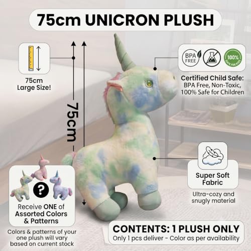 Image of Hug n Feel Premium 75cm Giant Unicorn Plush Toy for Kids Super Soft Cuddly Stuffed Animal BPA-Free, Non-Toxic &100% Safe Large Magical Unicorn Soft Toy for Girls, 1 Piece