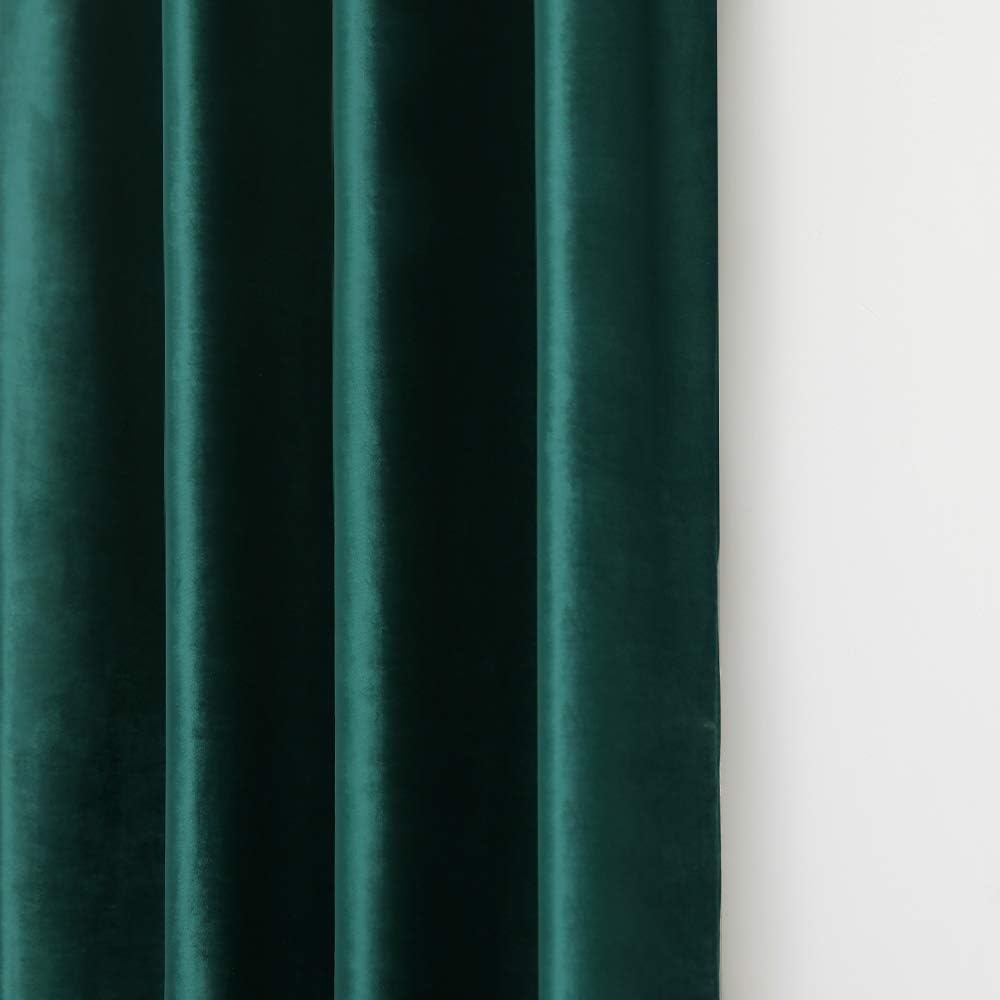 MIULEE Dark Green Velvet Curtains for Bedroom 2 Panel Set 54 Inch Drop Curtains - Image 4