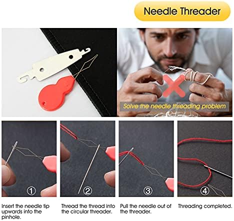 Redamancy Large Eye Needles, Hand Sewing Needles, 25 Pcs Sharp Sewing Needles Easy Thread, 5 Sizes Big Eye Embroidery Needles in Aluminum Storage Tube, 1 Seam Rippers, 2 Thimble, 2 Needle Threaders
