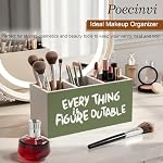 Olive Green Inspirational Pen Holder for Home Office Desk, Everything Is Figureoutable Positive Affirmations Wooden Box Sign Pencil Holder for Desk Shelf Organizer - Image 6