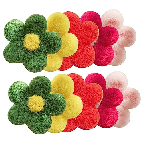 Healeved Diy Hair Ornament Felt Flowers 10pcs Set Unique and Fashionable Craft Dec