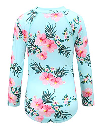 Image of Girls Rash Guard Long Sleeve One Piece Swimsuits Stripes Zipper Bathing Suits UPF 50+ /Sun Protection