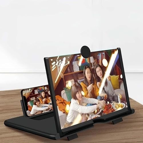 12-Inch Mobile Phone Screen Magnifier, Ultra-HD Display Enlarger with Eye Protection for Easy TV Viewing, Full-Screen Landscape Orientation (Black)