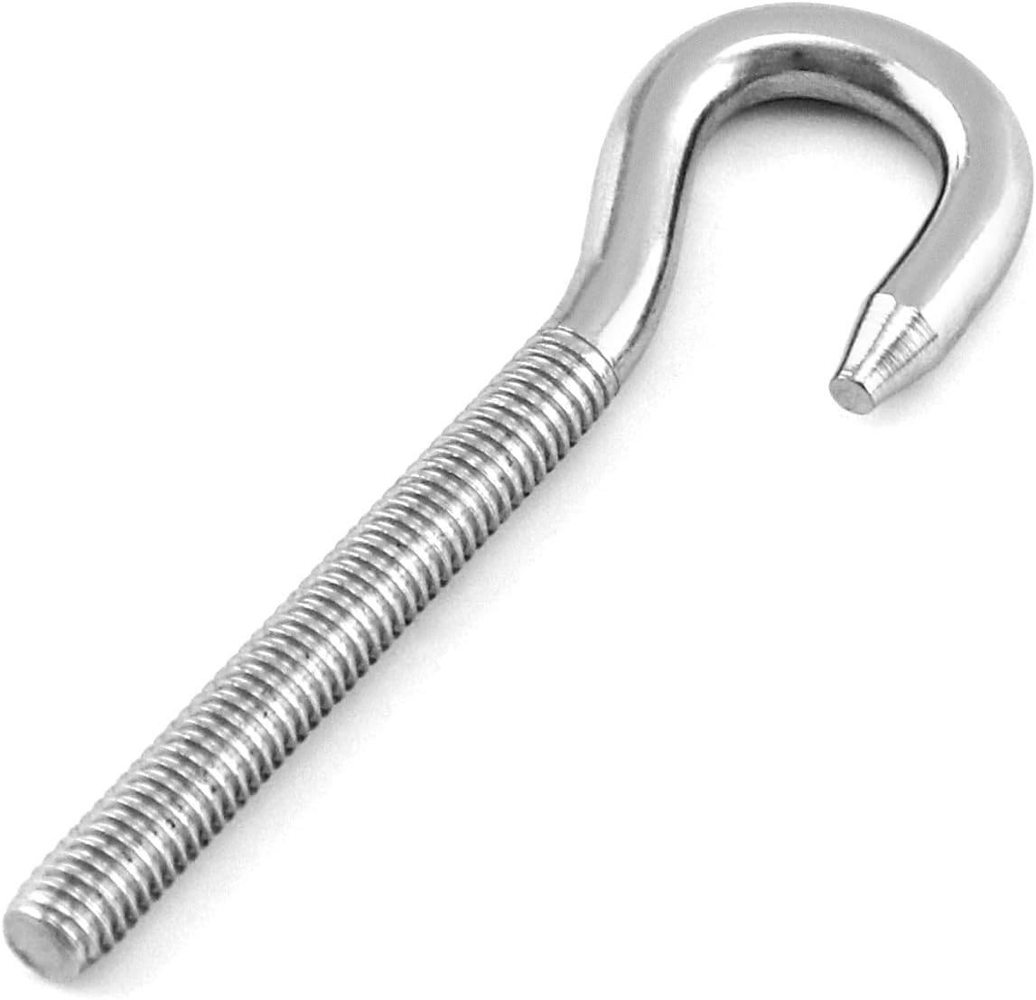 QWORK M6 Hook Bolt 304 Stainless Steel Ring Screw - 10 Pack High Hardness Steel Bolt with Screw Hook