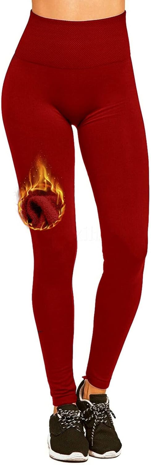 Women's Fleece Lined Leggings Thermal High Waist Tummy Control Yoga Pants Winter Slimming Workout Running Tights : Clothing, Shoes & Jewelry