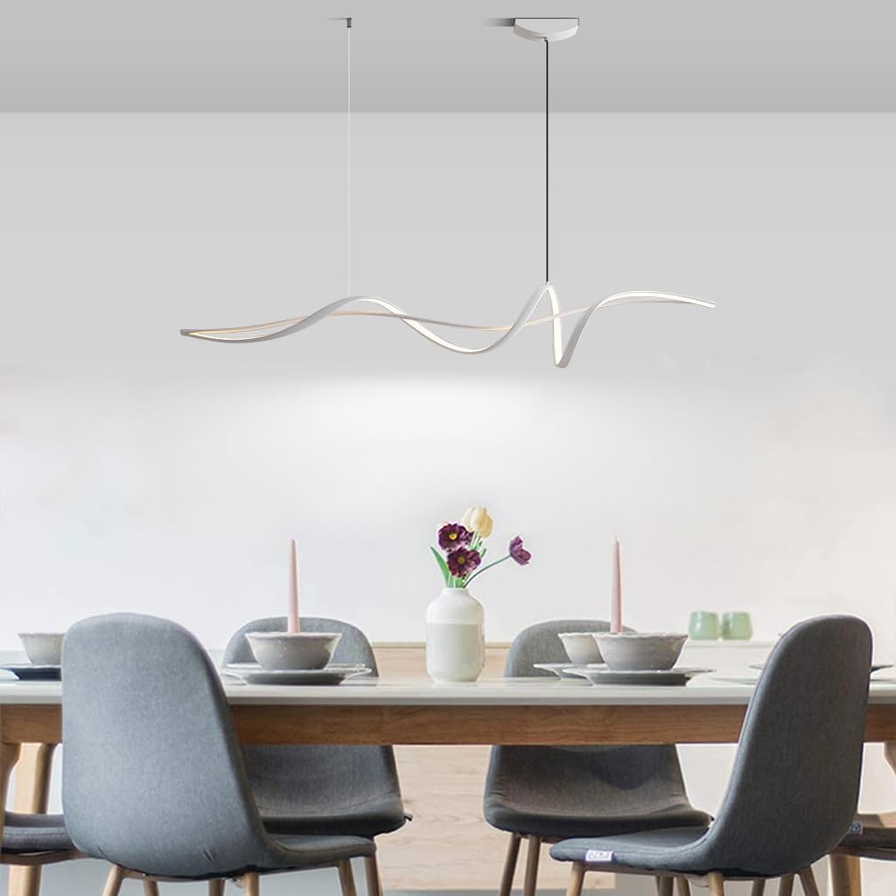 LED Plafond Hanglamp Dimbaar met Afstandsbediening Hanglamp Moderne Creatieve Spiraal Design Kroonluchter voor Keuken Eiland Bar Cafe Eetkamer Tafel Woonkamer Loft Kantoor, Grijs, L120CM good