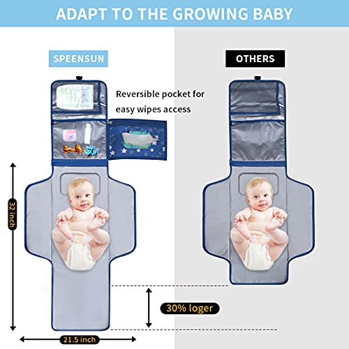 Changing Pad Portable,Diaper Changing Pad,Long Travel Portable Diaper Changing Pad For Baby With Wipes Pocket And Cushioned Pad,Lightweight And Waterproof Changing Pad,Best Gifts For Mom-To-Be #TOP1