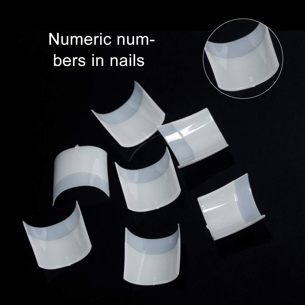 French Short Style Nail Tip Vcedas 500 PCS Half Cover Acrylic Nails Extensions Tips 10 Sizes Artificial False Nails Half Tips & Box(Natural)