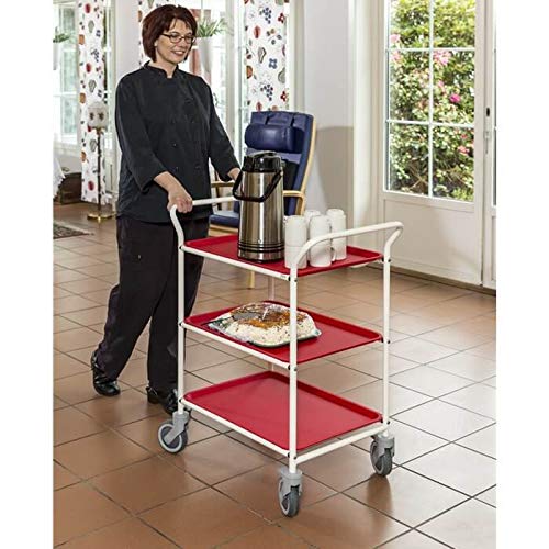 Servierwagen Tablettwagen 770 x 495 mm - weiß/rot