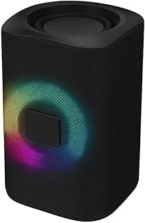 مكبر صوت بلوتوث صغير محمول KX 3008 مع ضوء ار جي بي وبطارية قابلة لإعادة الشحن ودعم بطاقة تي اف ومدخل AUX، اسود، حامل سطح المكتب - أسود من كيندكس