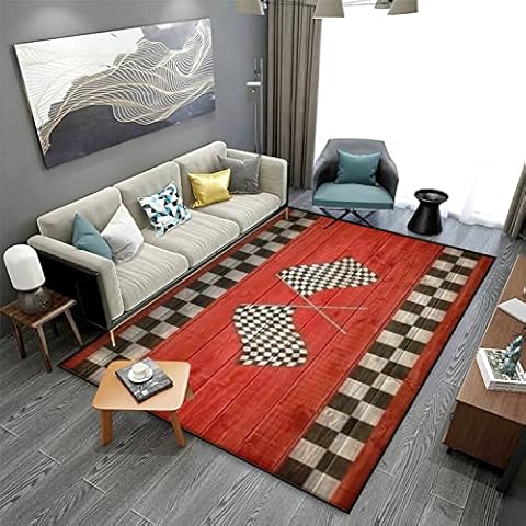 MJKIODPEV Checkered Flag Crossed Area Rugs Crossed Racing Checkered Flags Carpet Soft Non-Slip Outdoor Floor Mat for Living Room Bedroom Dorm Decor 63''×94'' Cover