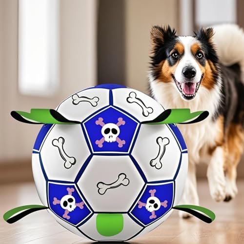 Fußball für Hunde | interaktiver Fußball für die Versammlung von Welpen | Zubehör aus strapazierfähigem Kunstleder für Garten Strand Hinterhof | Unterhaltung und Spiel im Freien-2
