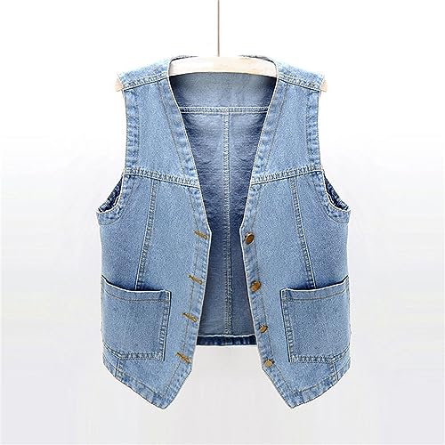Boys Girls Denim Vest Teen V-Neck Sleeveless Button Down Wash Denim Vest Casual Solid Jacket with Pocket2