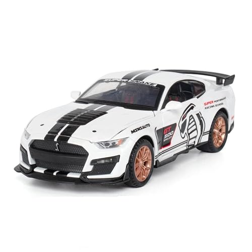 FEXXA Exclusive Alloy Metal Pull Back Die-cast Car Model with Sound Light Mini Auto Toy for Kids Metal Model Toy Car with Sound and Light [New Model] (1.32 Scale Mustang Shelby GT500-WHITE)