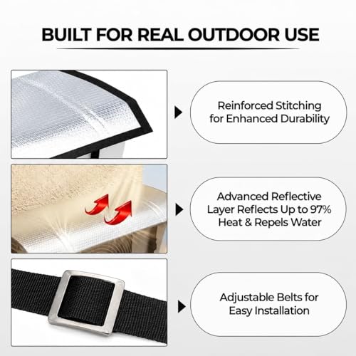 Image of Outdoor AC Unit Protector Cover, Waterproof Heat Resistant Insulation Sheet, Heavy Duty Sun Rain Dust Protection for AC and Suitable for Split AC 1 to 1.5 Ton | Size:105x50 cm