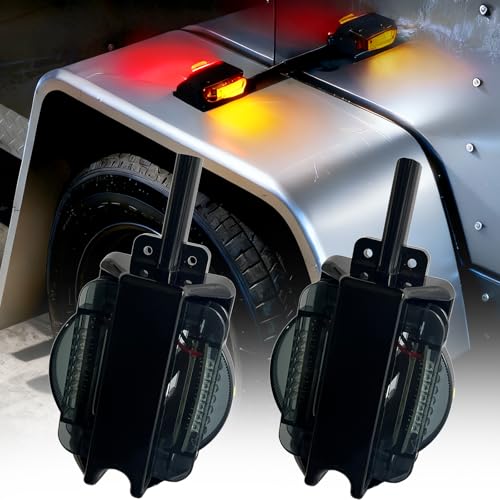 FZSSHYG LED Trailer Fender Lights Amber & Red Turn Signal 4in Clearance Marker Light Pre Wired Amber Front Red Rear for Truck Trailer Tractor Camper RV 2Pcs Waterproof