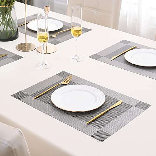Image of HOKIPO PVC Placemats Set of 4 - 45x30 cm (AR2753),Grey