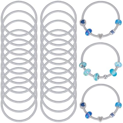 SUNNYCLUE 1 Box 20Pcs Silver Snake Chain Bracelet Expandable Bangles Bulk Metal Alloy Spring Adjustable Friendship Wire Ring Cuffs Chains for Jewelry Making Bracelets DIY Crafts Women Accessories image 5