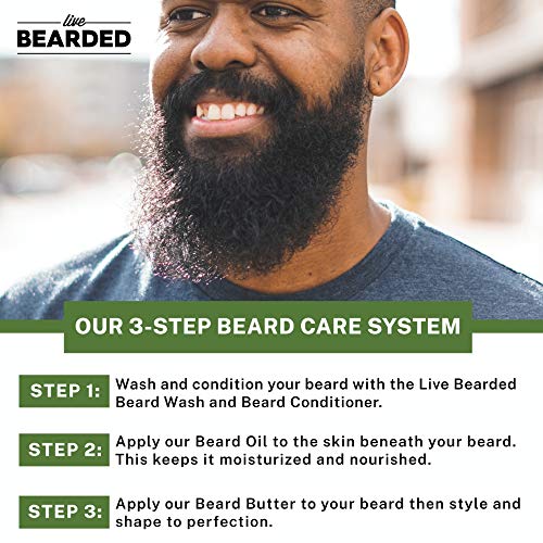 Live Bearded: 3-Step Beard Grooming Kit - Canyon - Beard Wash, Beard Oil And Beard Butter - All-Natural Ingredients With Shea Butter, Jojoba Oil And More - Beard Growth Support - Made In The Usa #TOP5