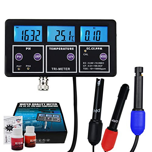 Multi-Parameter pH/ORP/ EC/CF/ TDS PPM/Temperatur Wasser Qualität Prüfer BNC Elektrode Wiederaufladbar Online Überwachung Aquarium, Labor Hydroponik Cover
