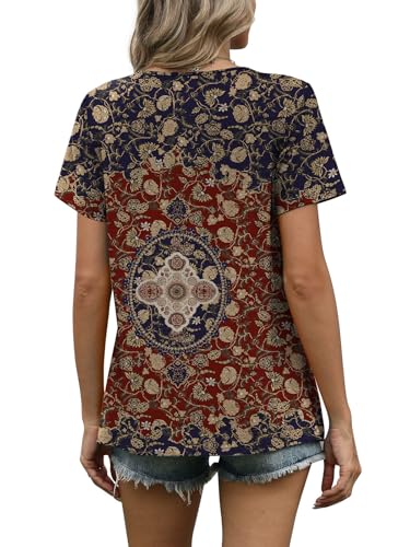 Image of WIHOLL Women T Shirts Pleated Short Sleeve Tops Business Casual Dressy Blouses